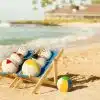Snowman Couple Vacationing in Tropical Paradise beach vacation.